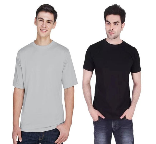 Men's Solid Round Neck Polycotto Multicolor T-Shirt (Pack of 2). - High Jinks
